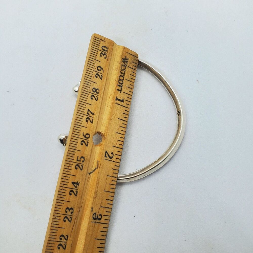 Sterling Silver Cuff Bracelet Square with Ball Ends 925 - Picture 3 of 4